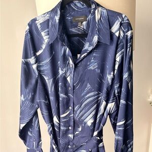 Banana Republic Blue and White Abstract Print Dress